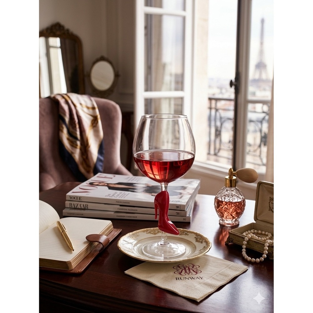 Godinger Runway Crystal Red High Heel Stiletto Wine Glass Goblet 20oz NEW - Picture 2 of 11
